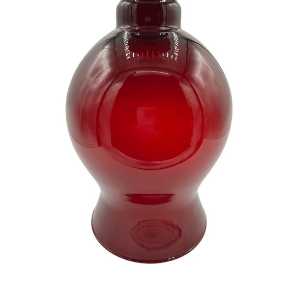 Vintage Ruby Red Glass Empoli Style Footed Pedestal Vase 11.75" - Picture 9 of 10